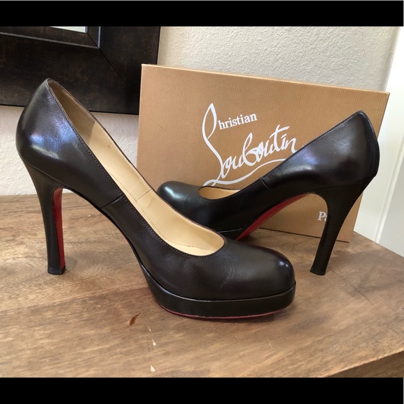 Christian Louboutin Bruges 100 Dark Brown Leather Platform Pumps Sz 40.5 /US 10 - Picture 11 of 12